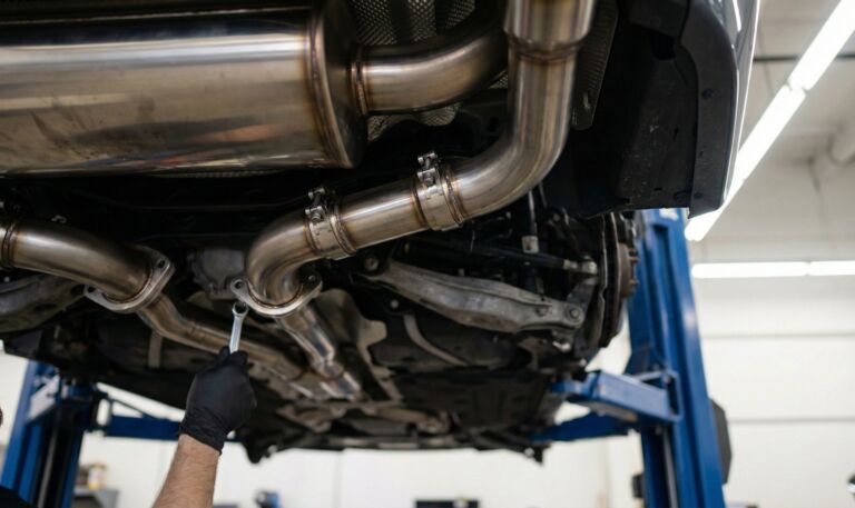 A man working on a car in a garage