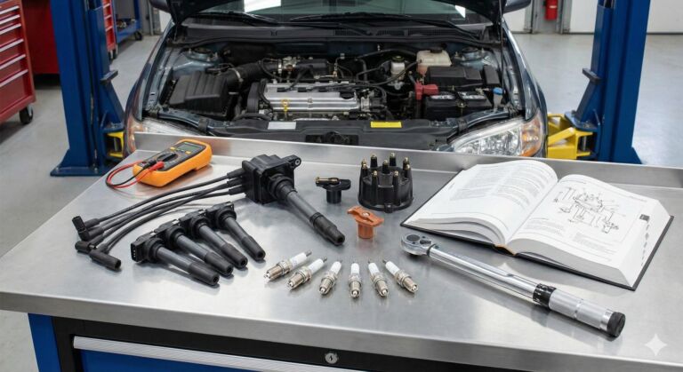 A car with a bunch of tools on it